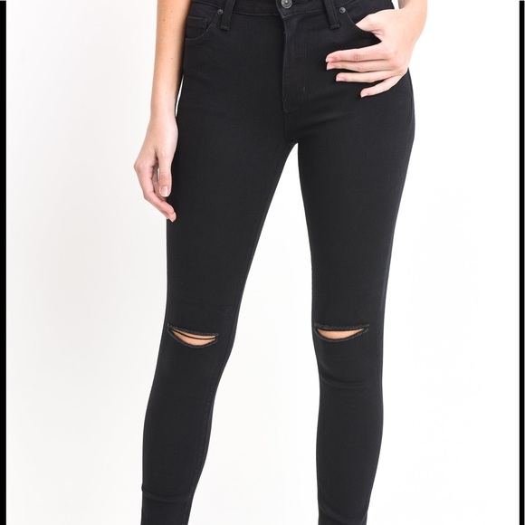 black split knee jeans